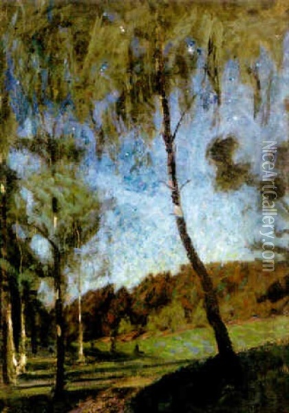 Bjorkar I Manljus Oil Painting - Richard (Sven R.) Bergh