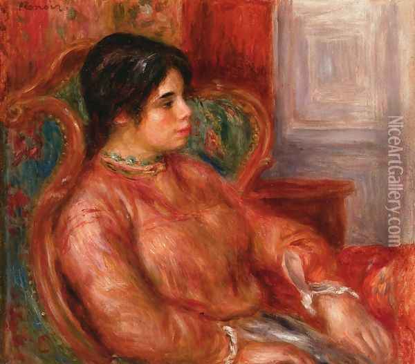 Woman With Green Chair Oil Painting - Pierre Auguste Renoir
