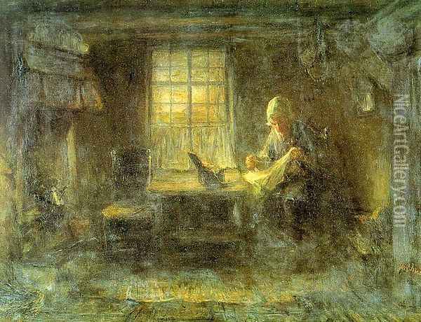 Interior of a Hut Oil Painting - Jozef Israels