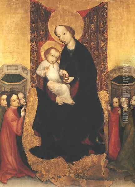 Madonna Enthroned with Child Oil Painting - Unknown Painter