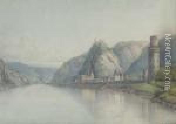 Ansicht Von Oberwesel Oil Painting - Christian Georg Schuttz II