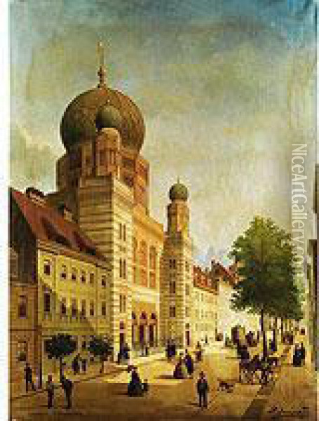 Blick Auf Die Berliner Synagoge In Der Oranienburgerstrasse Oil Painting - Richard Karlovich Zommer