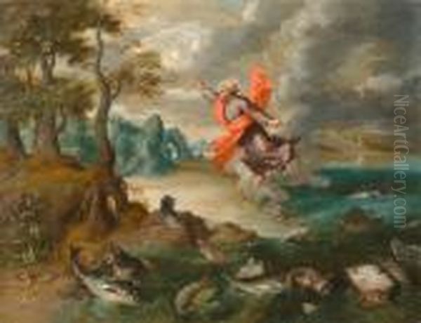 Series Of Six Paintings With The Creation Of Adam And Eve. oil painting ...