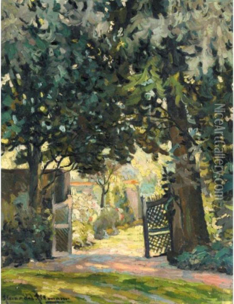 A French Garden Oil Painting - Alexander Altmann