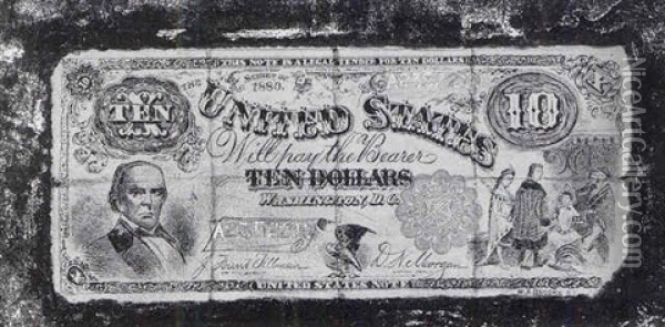 Ten Dollar Bill, Trompe L'oeil Oil Painting - Nicholas Alden Brooks