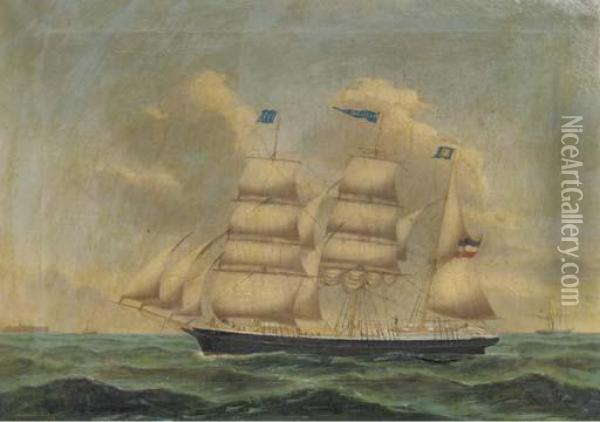 The Dutch Barque Voolph In The Sound Off Kronborg Oil Painting - Peter Cristian Holm