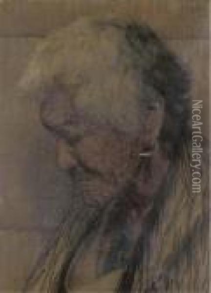 Weary With Years. Kapikapi (a Chieftainess Aged 102 Years) Oil Painting - Charles Frederick Goldie