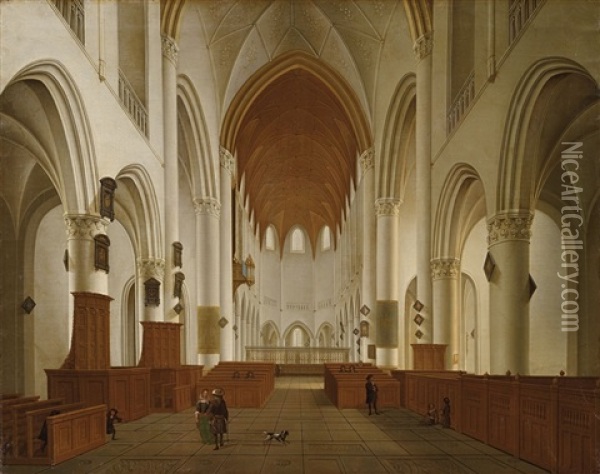 Innenraum Der Kirche St. Bavo In Haarlem Oil Painting - Isaac van Nickele