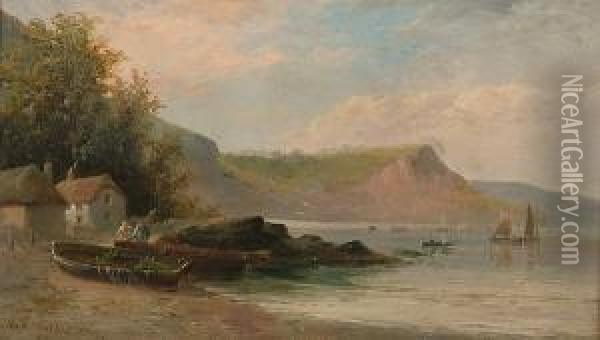 Fishing Boats Pulled Up In A Cove Oil Painting - George Henry Jenkins