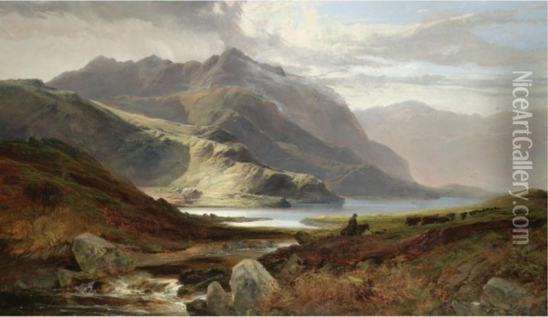 Near Loch Loi, Argyllshire Oil Painting - Joseph Adam