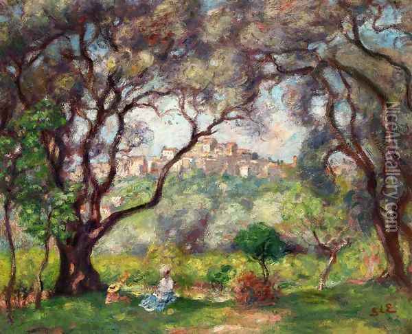 View of Cagnes Oil Painting - Georges dEspagnat