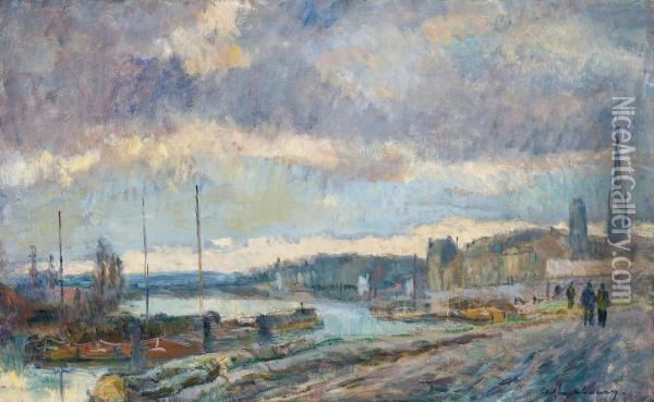 Le Port De Rouen Oil Painting - Albert Lebourg