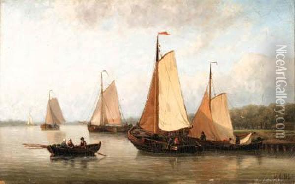 Fishing Boats In An Estuary
Oil On Canvas Oil Painting - Hendrik Hulk
