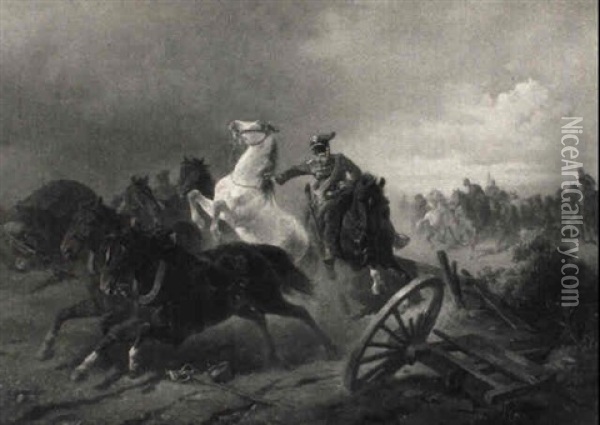 Episode Aus Dem Deutsch-franzosischen Krieg 1870-71 Oil Painting - Ludwig Behringer