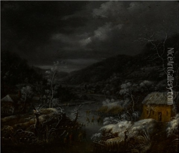 Winter Scene Oil Painting - Josef Orient