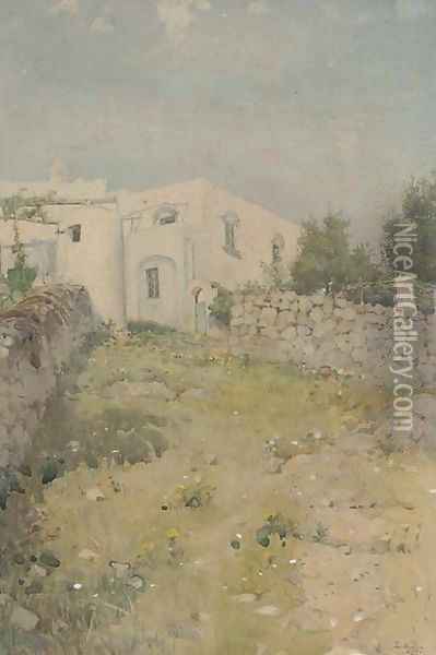 A Mediterranean farmstead Oil Painting - Ernest Arthur Rowe