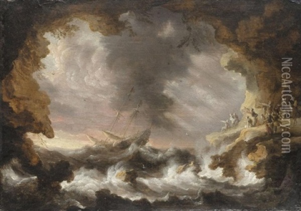 A Storm At Sea Oil Painting - Bonaventura Peeters the Elder