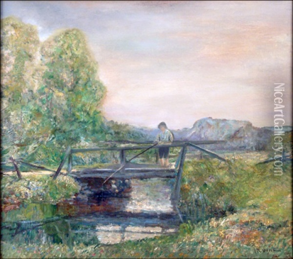 Fishing Off The Bridge Oil Painting - Wilson Henry Irvine