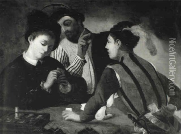 Card Sharpers Oil Painting -  Caravaggio