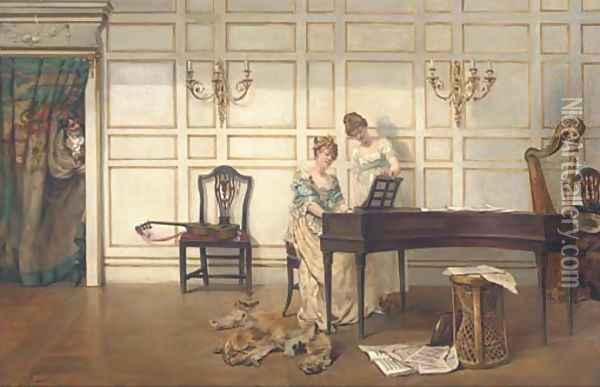The music lesson Oil Painting - Albert Jnr. Ludovici