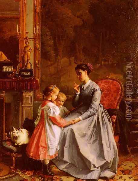 The New Nanny Oil Painting - Francois Louis Lanfant de Metz