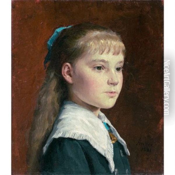 Bildnis Marie Anker (portrait Marie Anker) Oil Painting - Albert Anker