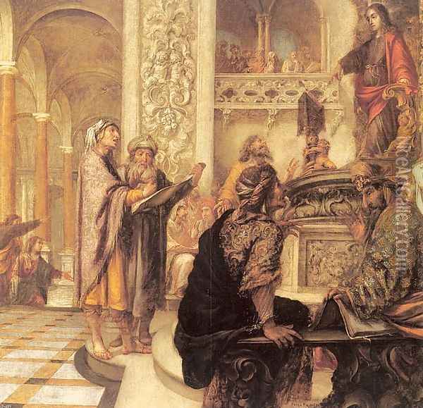 Jesus Disputing with the Elders 1686 Oil Painting - Juan De Valdes Leal