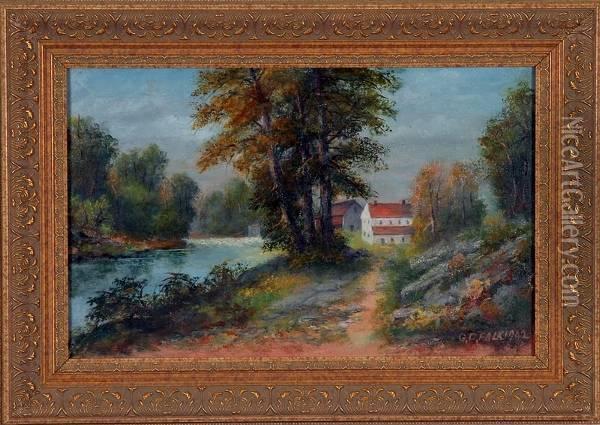 Landscape With House Oil Painting - George D. Falk
