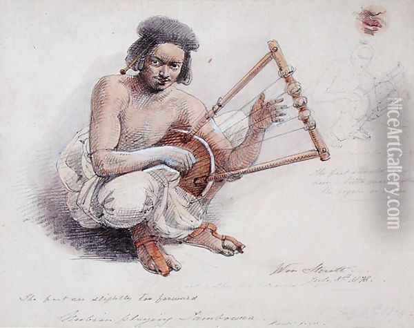 Nubian Playing Tambourine, 8th July 1878 Oil Painting - William Strutt