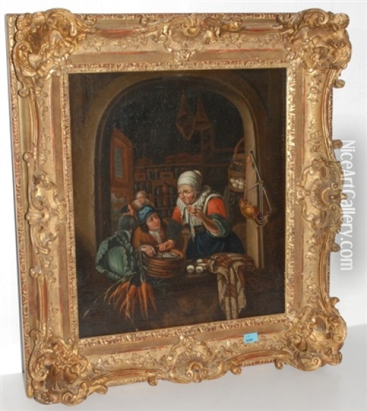 Der Fischverkaufer Oil Painting - Willem van Mieris