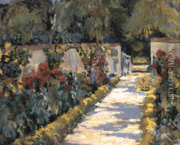 A Sunlit Garden Oil Painting - Alexandre Altmann