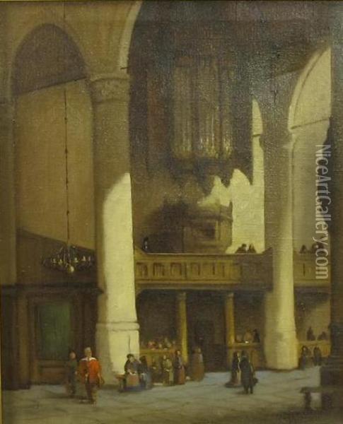 Church Interior Oil Painting - W.A. Gyzeman