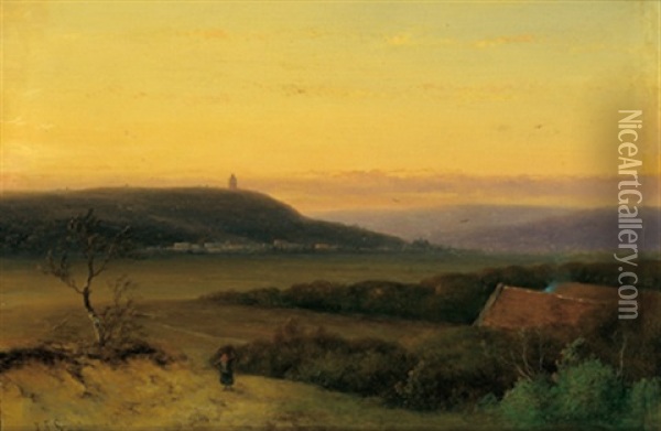Abendstimmung Oil Painting - Johannes Franciscus Hoppenbrouwers