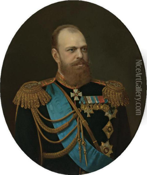 Portrait Of Alexander Iii, St. Petersburg Oil Painting - Mihaly von Zichy