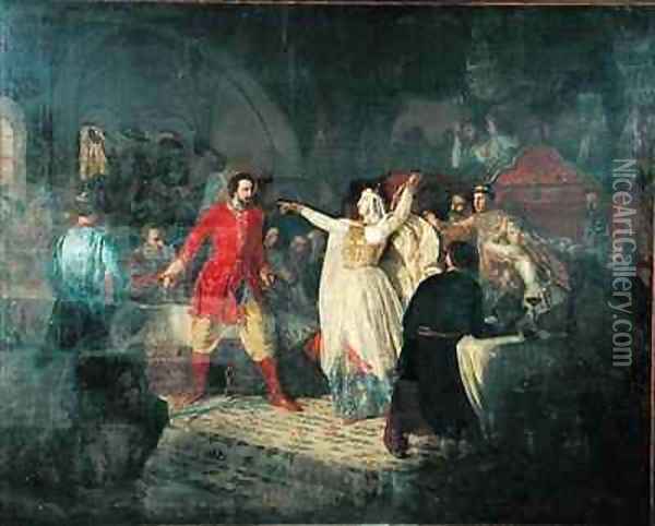 Grand Duchess Sophia exposing Vassily Kosoy Oil Painting - Nikolai Dmitrievich Dmitriev-Orenburgsky