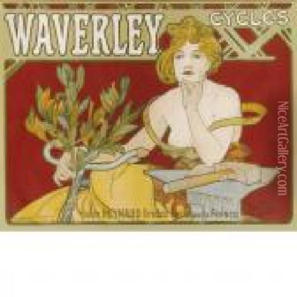 Waverley Cycles Oil Painting - Alphonse Maria Mucha