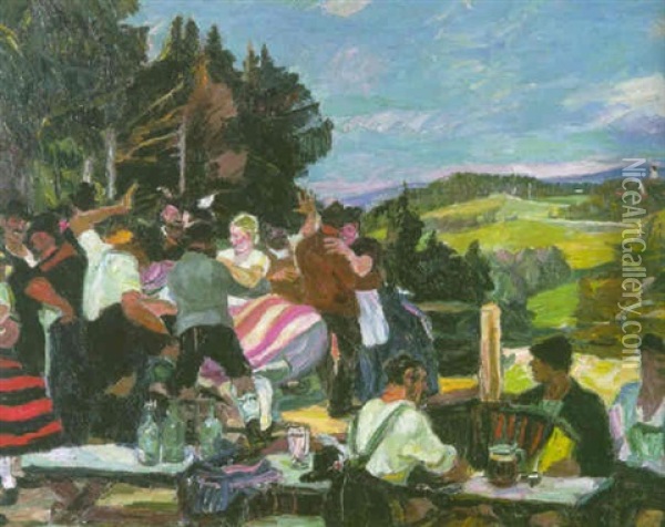 Tanz Der Floser Und Holzknechte Oil Painting - Josse Goossens