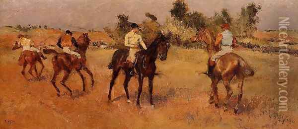 Four Jockeys Oil Painting - Edgar Degas