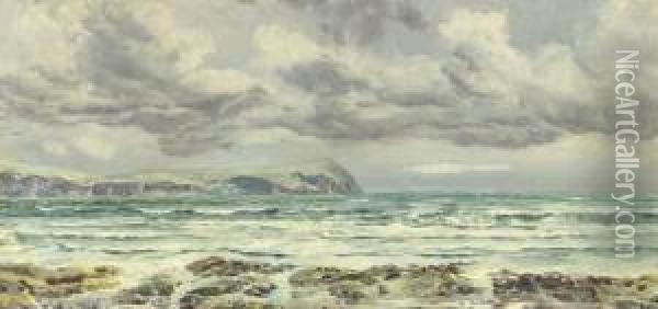 Dinas Head From Navigation Beacons, Newport Sands Oil Painting - John Edward Brett