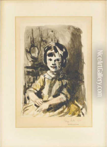 Portrait Of A Seated Young Girl Oil Painting - George Luks