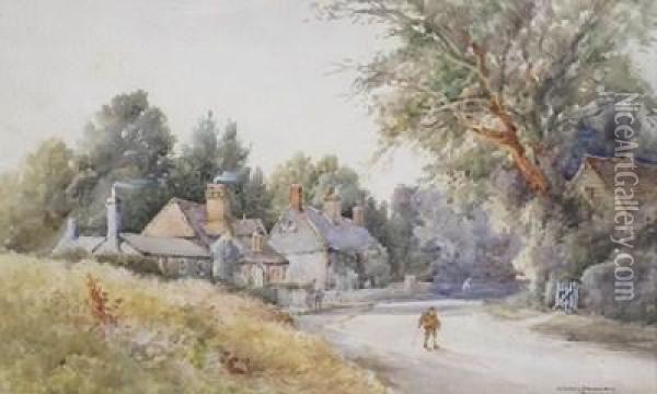 A Cottage In A Landscape; Village Cottages Oil Painting - Sydney Lawrence