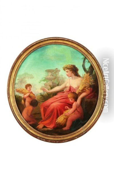 Allegorie De L'automne Et Allegorie De L'ete (pair) Oil Painting - Auger Lucas