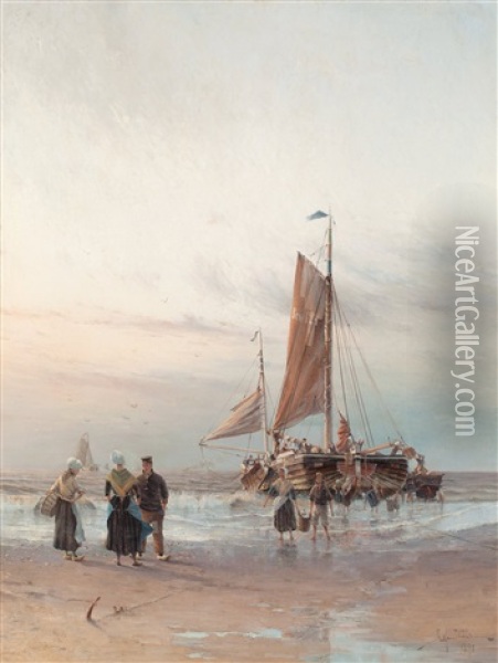 Fangsten Bargas (taking In The Harvest) Oil Painting - Herman Gustav af Sillen