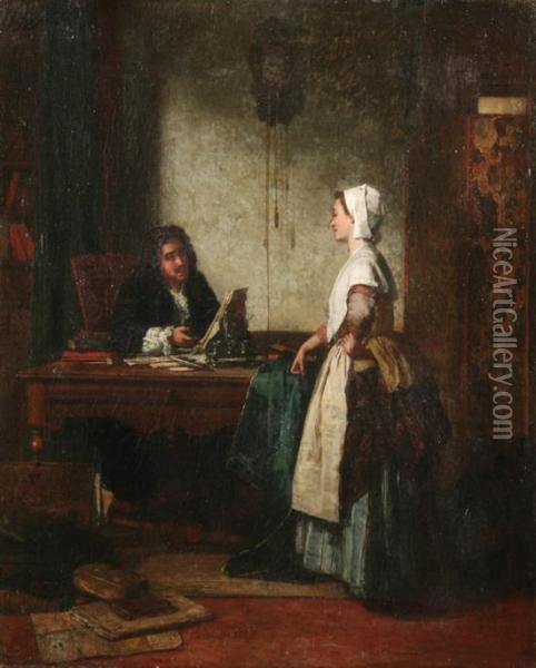 Interior Scene From Moliere Oil Painting - Jean Carolus
