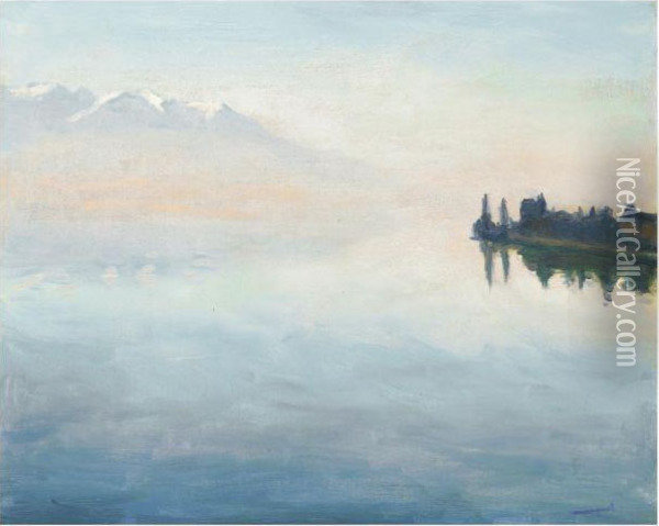 Le Lac Leman Vu De Montreux Oil Painting - Albert Marquet