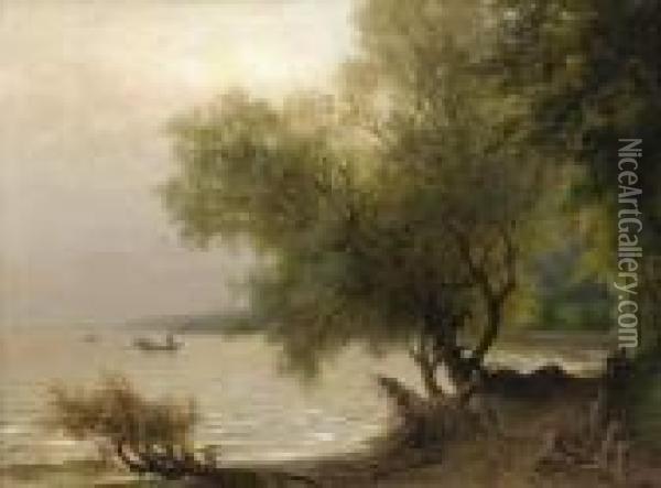 Les Pecheurs Sur Le Lac Oil Painting - Nikolai Nikanorovich Dubovsky