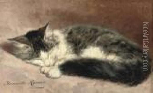 Taking A Nap Oil Painting - Henriette Ronner-Knip