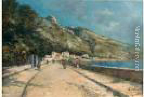 La Route De Menton A Monte-carlo Oil Painting - Charles Dehoy