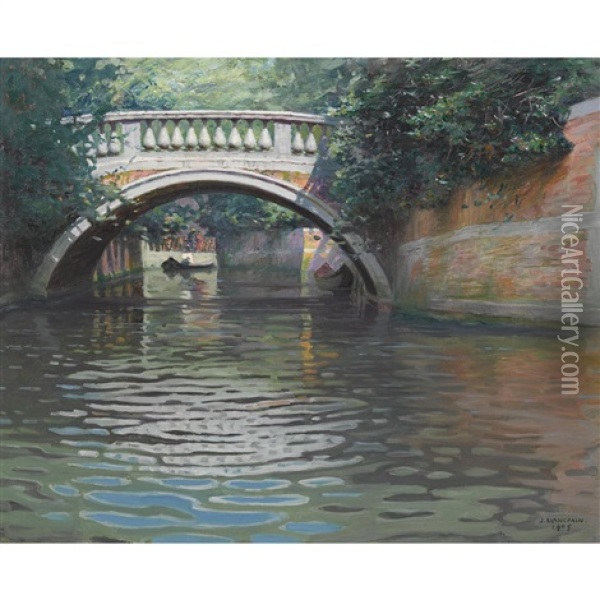 Ponte Dei Giardini In Venedig Oil Painting - Jules Blancpain