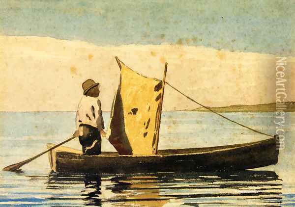 Boy In a Small Boat Oil Painting - Winslow Homer